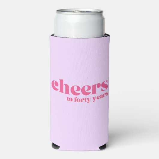 40e verjaardag, "proost tot veertig jaar" paarse seltzer blikjeskoeler (Seltzer Voorkant)