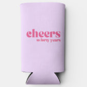40e verjaardag, "proost tot veertig jaar" paarse seltzer blikjeskoeler (Voorkant)