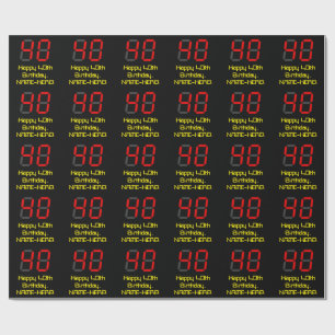 40e verjaardag: Red Digital Clock Style "40" + naa Cadeaupapier