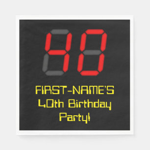 40e verjaardag: Red Digital Clock Style "40" + naa Servet