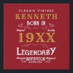 40e verjaardag  Red Gold Add Name Year Imitatie Canvas Print<br><div class="desc">Voor hen die hun veertigste verjaardag vieren, hebben we het ideale verjaardagscanvas met een gevoel. De rode achtergrond met een witte en gouden typografische vormgeving is eenvoudig en toch elegant met een retro-voel. Pas de tekst van dit verjaardagscadeau eenvoudig aan met behulp van de meegeleverde sjabloon. Zie in voorraad voor...</div>