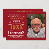 40e verjaardag  Red Gold Add Name Year Kaart (Voorkant / Achterkant)