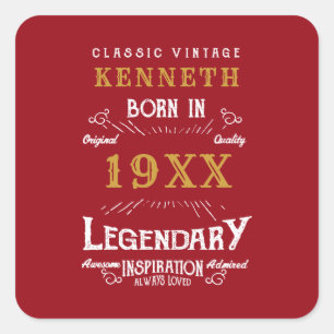 40e verjaardag  Red Gold Add Name Year Vierkante Sticker