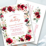 40e verjaardag Red Rose Pink Peony uitnodiging<br><div class="desc">Elegante rode rozen en roze pioenen zijn genesteld in donkergroene bladeren om een prachtig bloemig lijst te creëer dat je verjaardagsgegevens omringt. Traditionele en klassieke kalligrafie voegt een luxe esthetiek toe aan het ontwerp. U zult trots zijn om dit naar uw gasten te sturen.</div>