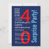 40e verjaardag Red White Blue D345 Kaart (Voorkant)