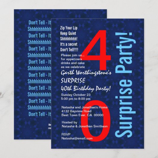 40e verjaardag Red White Blue D345 Kaart (Voorkant / Achterkant)