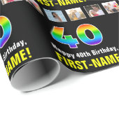 40e verjaardag: Regenboog "40"; Aangepaste foto's  Cadeaupapier (Rol Hoek)