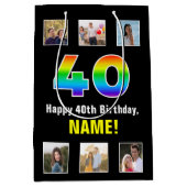 40e verjaardag: Regenboog "40", aangepaste foto's  Medium Cadeauzakje (Voorkant)
