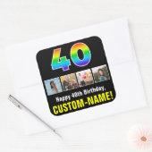 40e verjaardag: Regenboog "40"; Aangepaste foto's  Vierkante Sticker (Envelop)