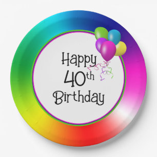 40e verjaardag regenboog papieren bordje