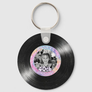 40e Verjaardag Regenboog Retro Sleutelhanger