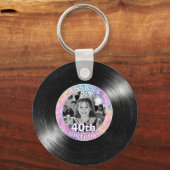 40e Verjaardag Regenboog Retro Sleutelhanger (Voorkant)