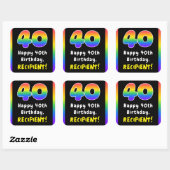 40e verjaardag: Regenboogspectrum # 40, Aangepaste Vierkante Sticker (Vel)