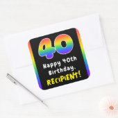 40e verjaardag: Regenboogspectrum # 40, Aangepaste Vierkante Sticker (Envelop)