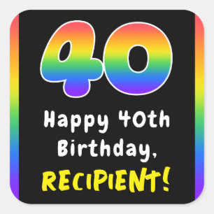 40e verjaardag: Regenboogspectrum # 40, Aangepaste Vierkante Sticker