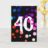 40e verjaardag RegenboogStippen op zwart Kaart (Gele Bloem)
