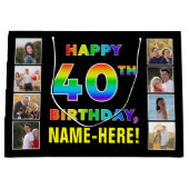 40e verjaardag: Regenboogtekst, aangepaste foto's  Groot Cadeauzakje (Voorkant)