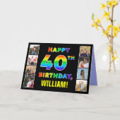 40e verjaardag: Regenboogtekst, aangepaste foto's  Kaart (Gele Bloem)