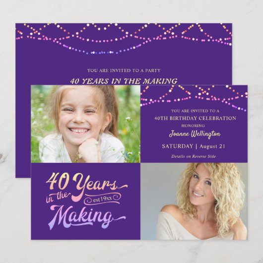 40e Verjaardag Retro 40 JAAR IN HET MAKEN van Lich Kaart (Voorkant / Achterkant)