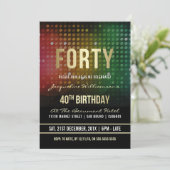 40e verjaardag | Retro Disco-lampjes Kaart (Staand voorkant)