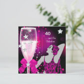 40e verjaardag Retro Diva Fabulous Pink Kaart (Staand voorkant)