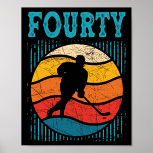 40e verjaardag Retro ijshockey 40 jaar oud Man Wo Poster
