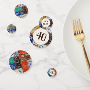 40e verjaardag Retro Licentie Borden Confetti