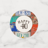 40e verjaardag Retro Licentie Borden Confetti (Kleine voorkant)