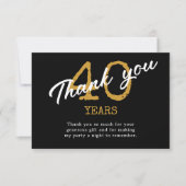 40e verjaardag Retro zwart en goud Bedankkaart (Voorkant)