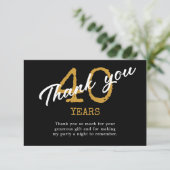 40e verjaardag Retro zwart en goud Bedankkaart (Staand voorkant)