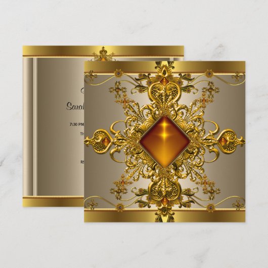 40e verjaardag Rich Coffee Gold Amber Jewel Kaart (Voorkant / Achterkant)