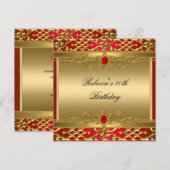 40e verjaardag Rich Red Elegant  Gold Kaart (Voorkant / Achterkant)