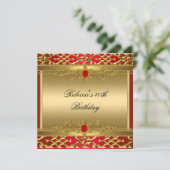 40e verjaardag Rich Red Elegant  Gold Kaart (Staand voorkant)