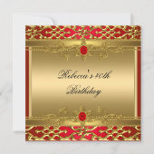 40e verjaardag Rich Red Elegant  Gold Kaart (Voorkant)