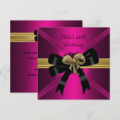 40e verjaardag Rich Royal Black Bright Pink Kaart (Voorkant / Achterkant)