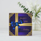 40e verjaardag Rich Royal Blue Gold Jewel Kaart (Staand voorkant)