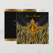40e verjaardag Rich Zebra Gold Amber Jewel Black Kaart (Voorkant / Achterkant)