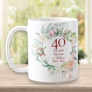 40e verjaardag Robijn Huwelijk Landelijke bloemen Koffiemok