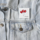 40e verjaardag rode ballongeschenk vierkante button 5,1 cm (In situ)