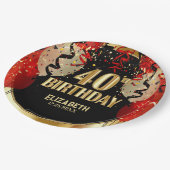 40e verjaardag - Rode ballonnen 🎈 Papieren Bordje (Gekanteld)