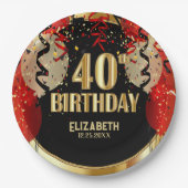 40e verjaardag - Rode ballonnen 🎈 Papieren Bordje (Voorkant)