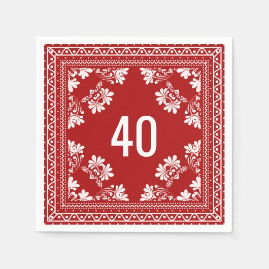 40e verjaardag Rode Bandana Servet (Voorkant)