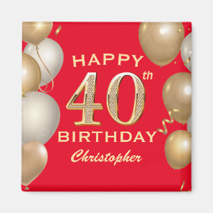 40e verjaardag Rode en gouden ballonnen op de Rode Magneet