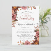 40e verjaardag Rode Robijn, Burgundy Blush Bloem Kaart (Staand voorkant)