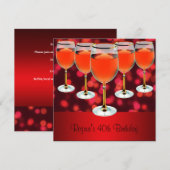 40e verjaardag rode wijn glas kaart (Voorkant / Achterkant)