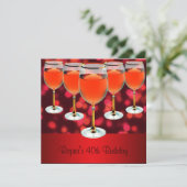 40e verjaardag rode wijn glas kaart (Staand voorkant)