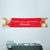 40e verjaardag Rood- en goudballonbanner Spandoek (Beurs)