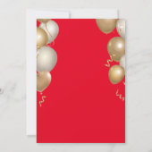 40e verjaardag Rood- en goudballonnen Confetti Kaart (Achterkant)