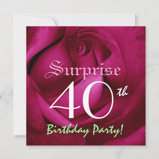 40e verjaardag Rood rood rood E004 Kaart (Voorkant)