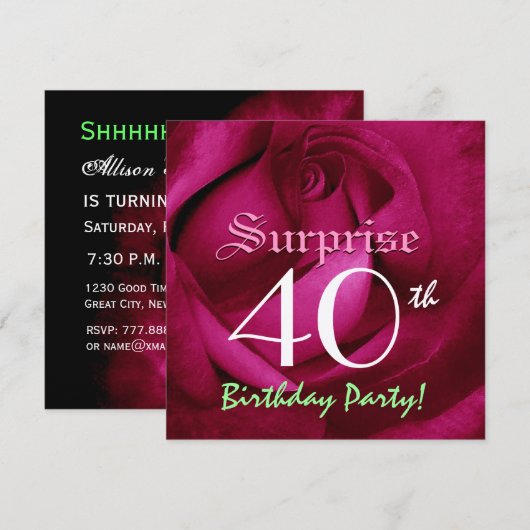 40e verjaardag Rood rood rood E004 Kaart (Voorkant / Achterkant)